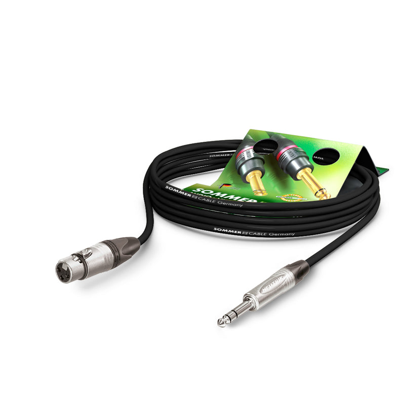 Sommer Microphone Cable Stage 22 Highflex, 2 x 0,22 mm² | XLR-F / jack, NEUTRIK 2.5M, black