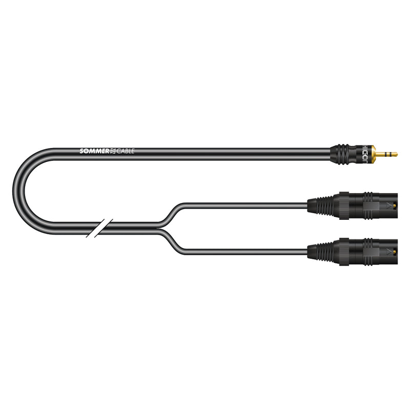 Sommer Stereo split cable SC-Onyx, 1 x 0,25 mm2 | XLR / mini-jack, HICON 2,50m | black